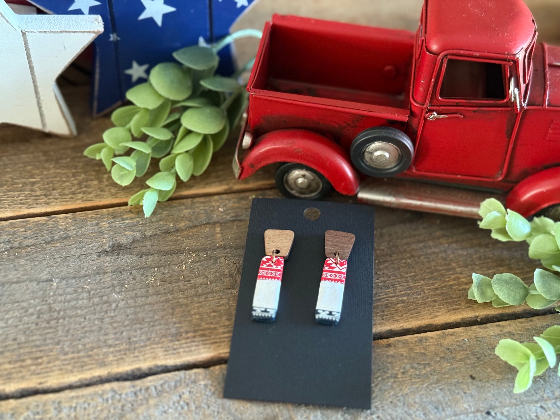 Stars and Clay- Small Red , White, and Blue Rectangle