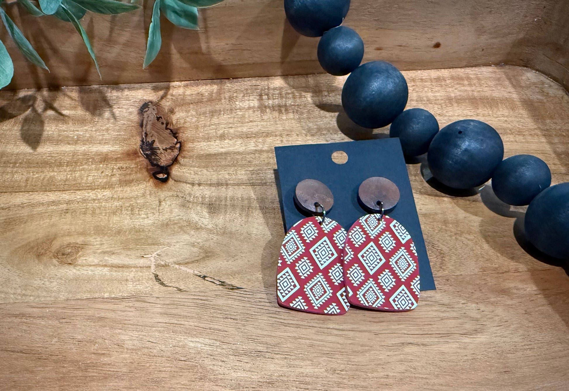 Stars and Clay- Red and White Dangle