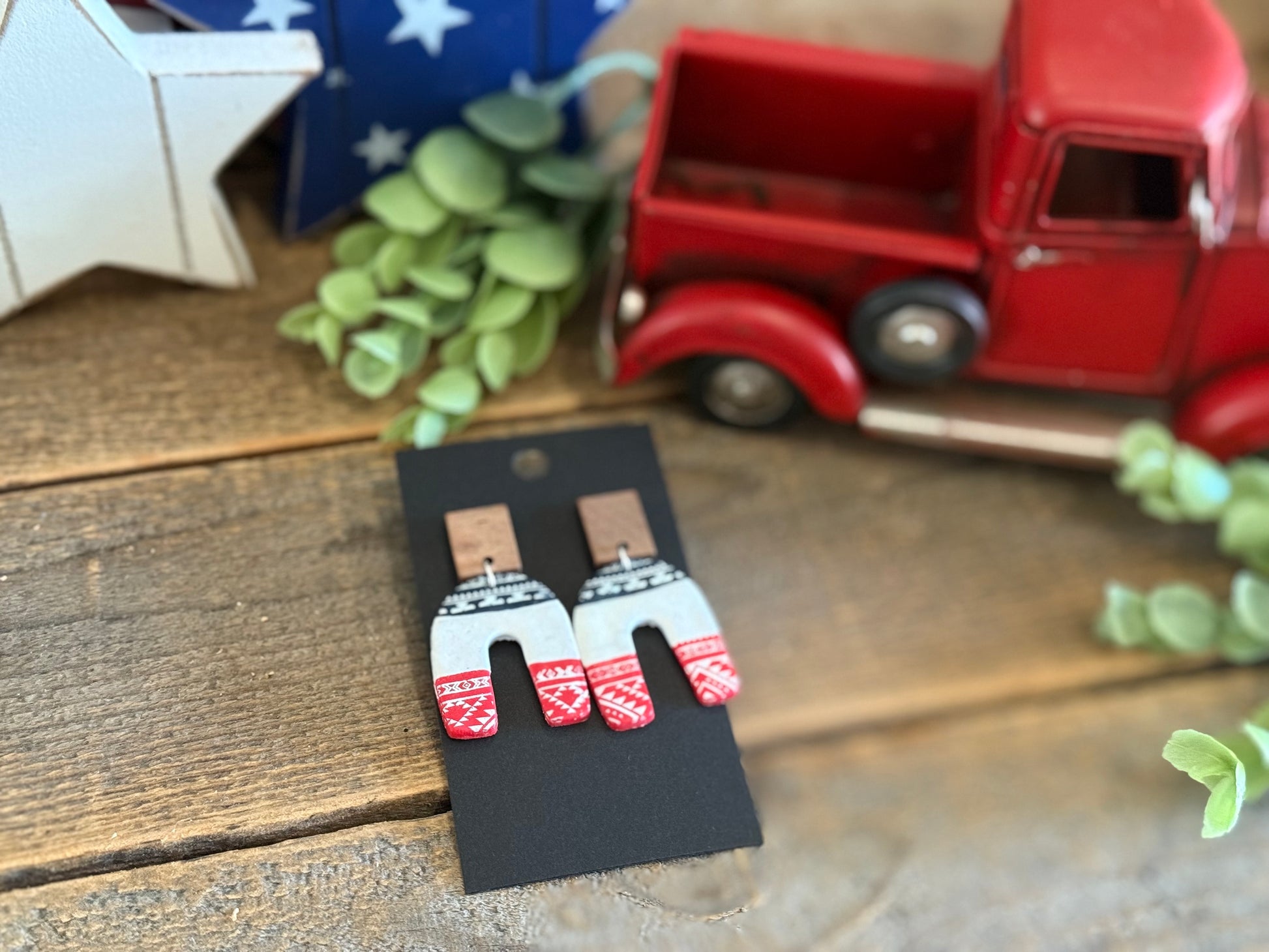 Stars and Clay- Red, White, and Blue U Shape