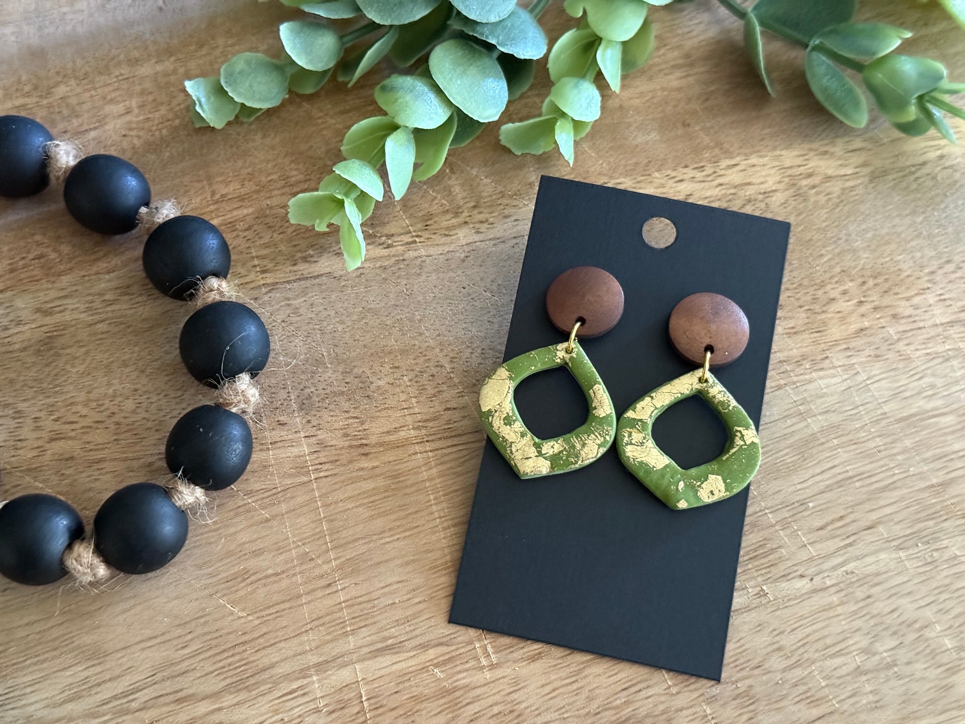 Green with Envy- Small Green Dangle with Gold