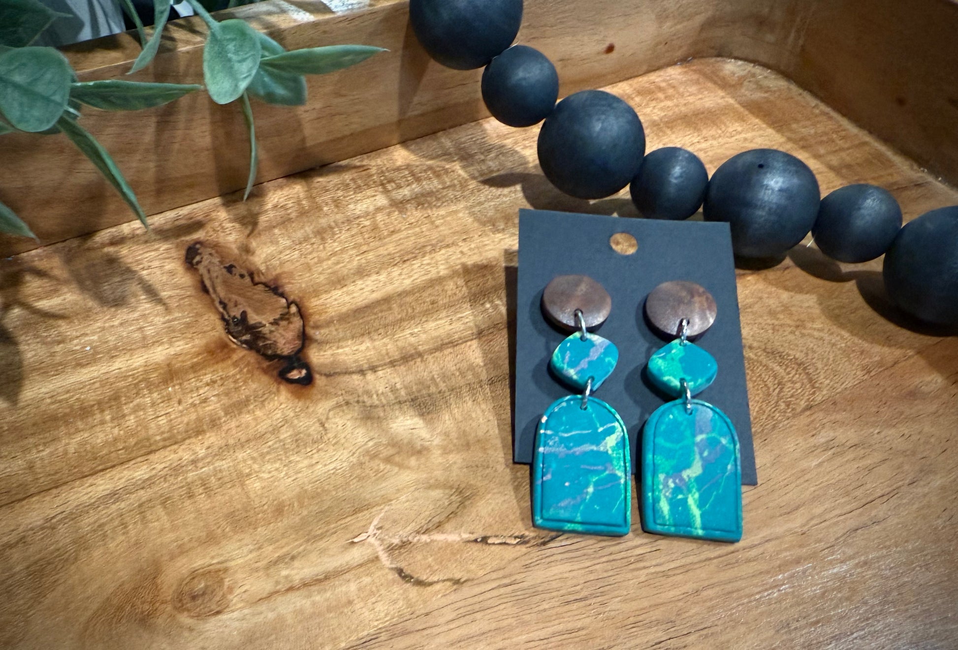 Tequila Sunrise- Teal and Tie Dye Stacked Dangle