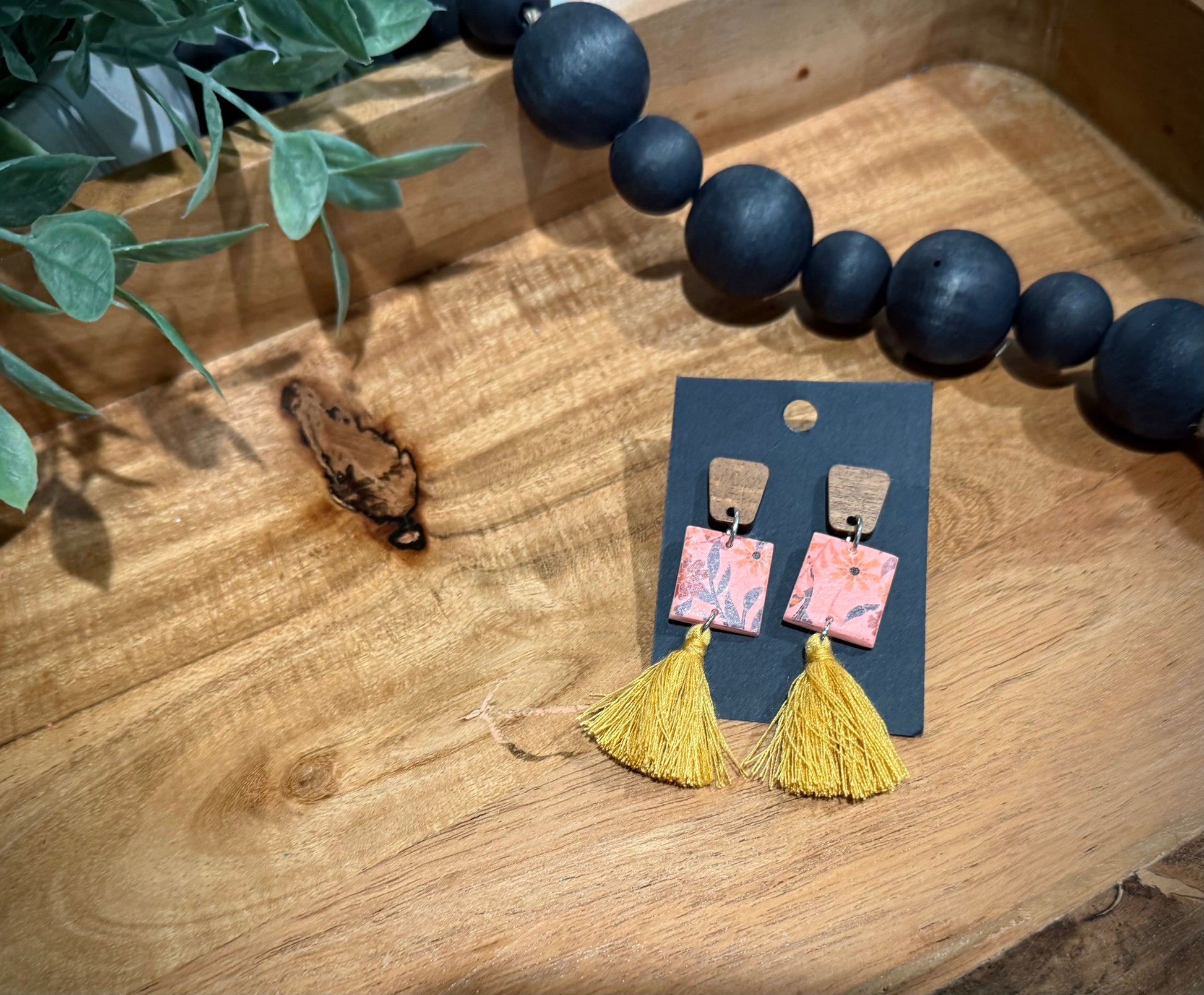 Tequila Sunrise- Square Dangle w Gold Tassle